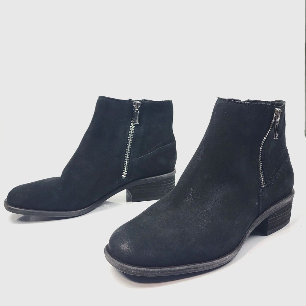 Lucky Brand Baelee Suede Ankle Boot Zipper Black Size 7.5M